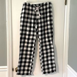 Old Navy cotton black & white check flannel pants stretch waist Small